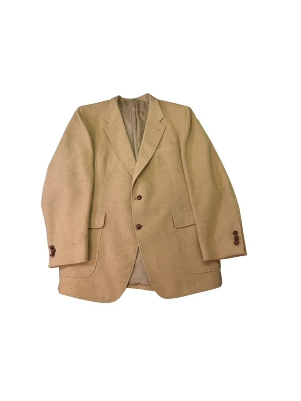 Vintage Mongolian Camel Hair Single Breasted 2-Button Sport Coat Blazer Size 48L